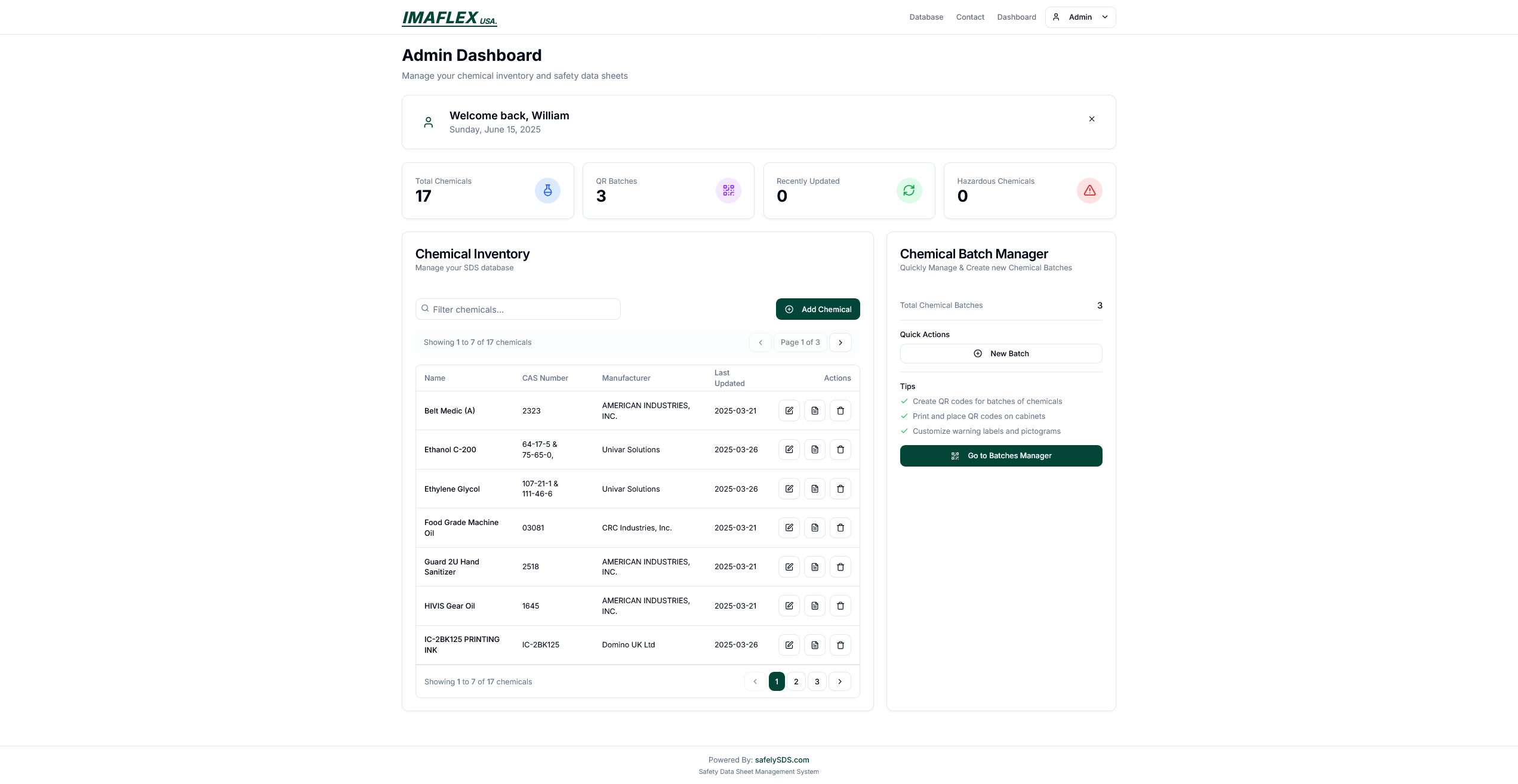 Admin dashboard with user management and settings