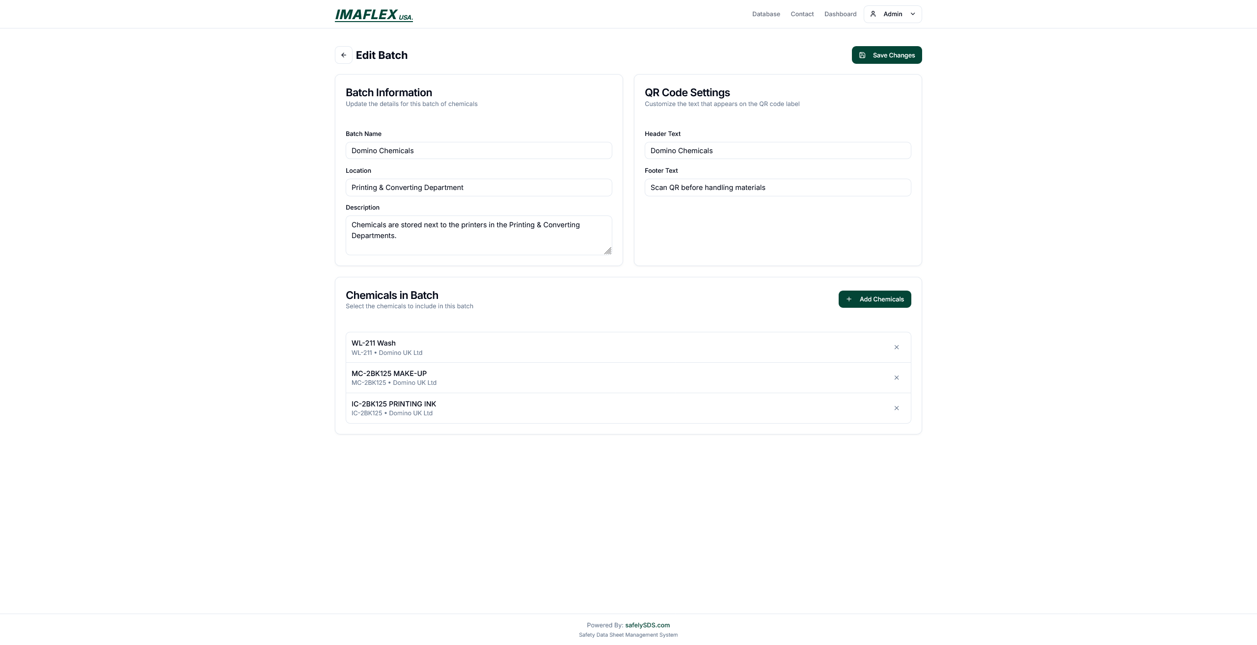 Interface for editing batch contents and locations