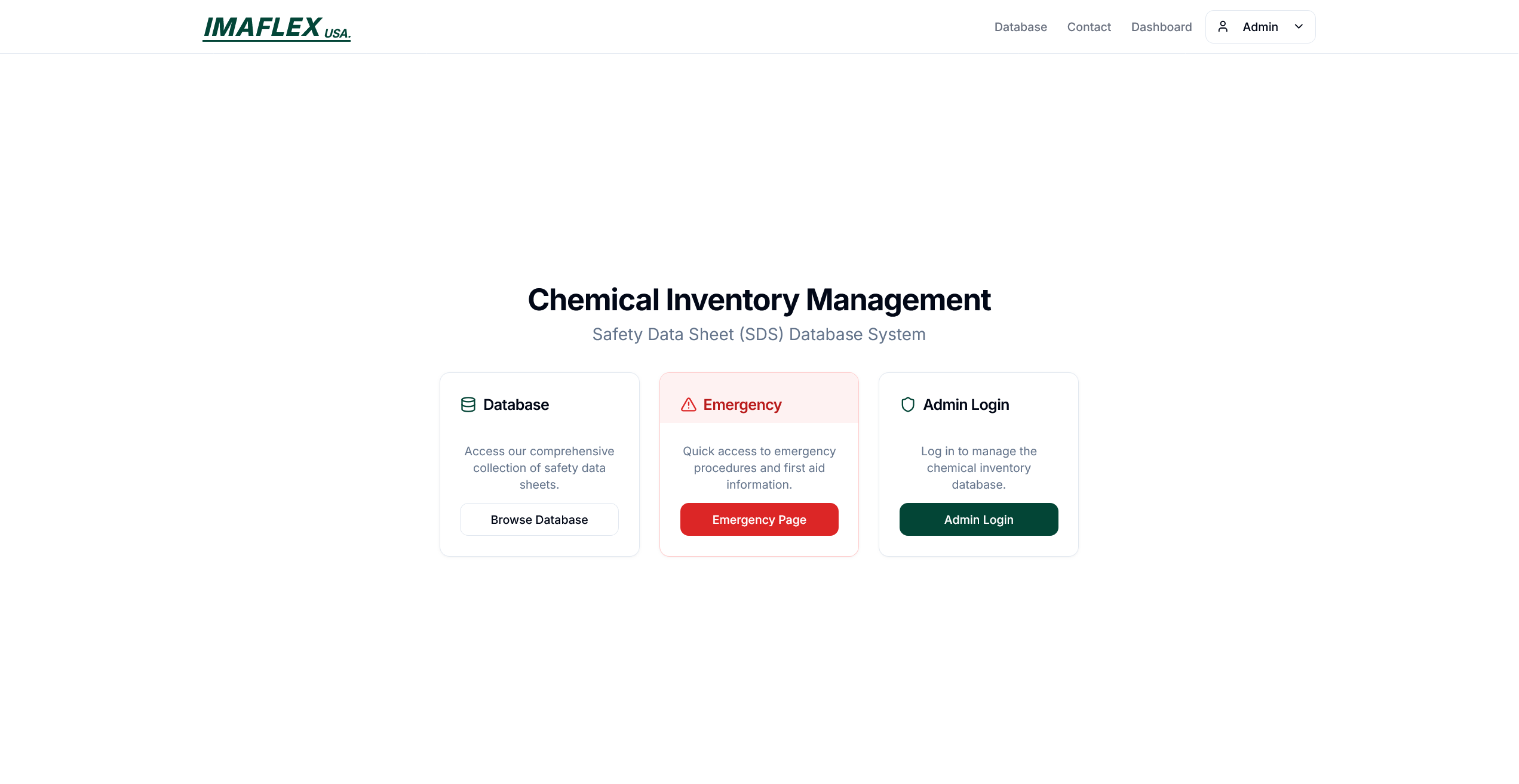SafelySDS home page showing navigation tiles